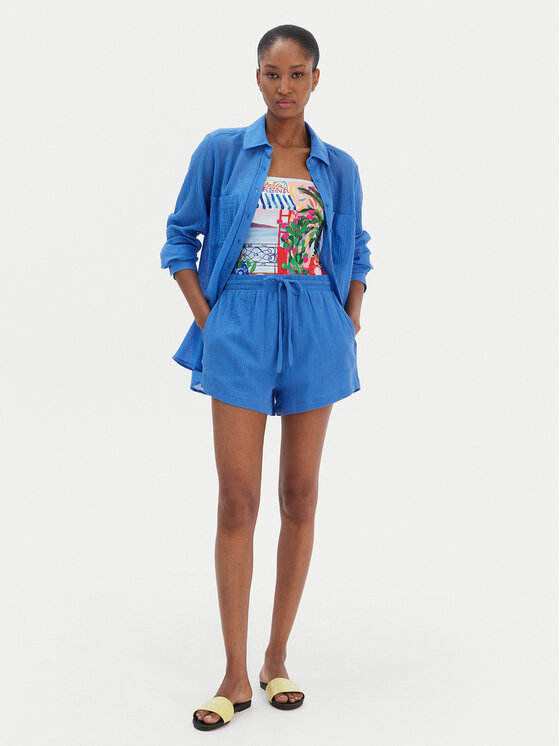 Seafolly Seafolly Stoffshorts Crinkle 55429-SH Blau Regular Fit