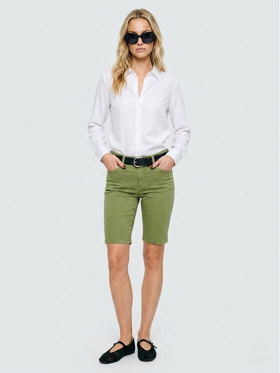 BIG STAR BIG STAR Szorty jeansowe KIRA Zielony Basic Fit