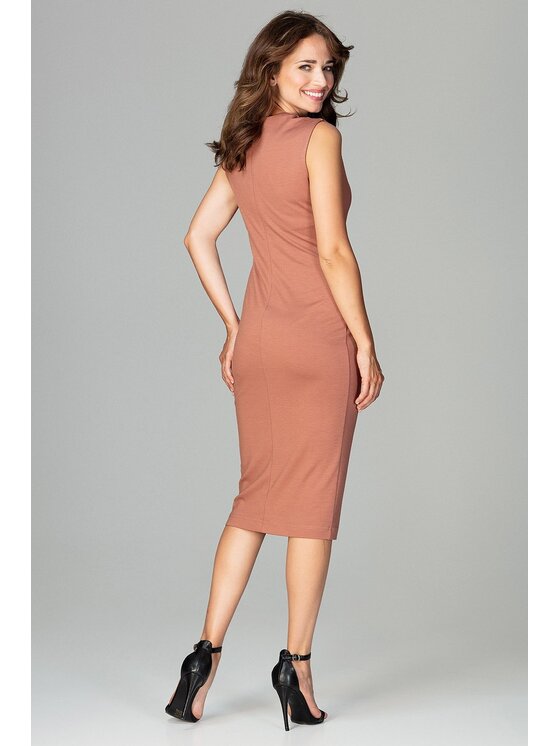 Lenitif Lenitif Sukienka K475 Brązowy Regular Fit