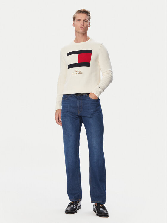 Tommy Hilfiger Tommy Hilfiger Pulover MW0MW44816 Kremna Regular Fit