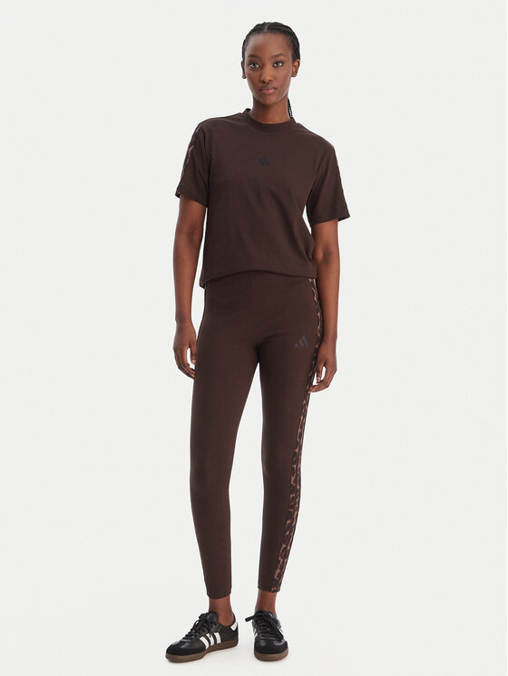 adidas adidas Тишърт Seasonal Essentials Leopard Print KE8830 Кафяв Regular Fit