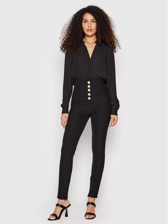 Pantaloni di tessuto P_S00570 Nero Slim Fit