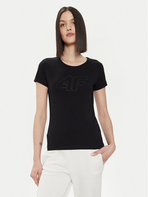 4F 4F Футболка 4FWSS24TTSHF1163 Чорний Slim Fit