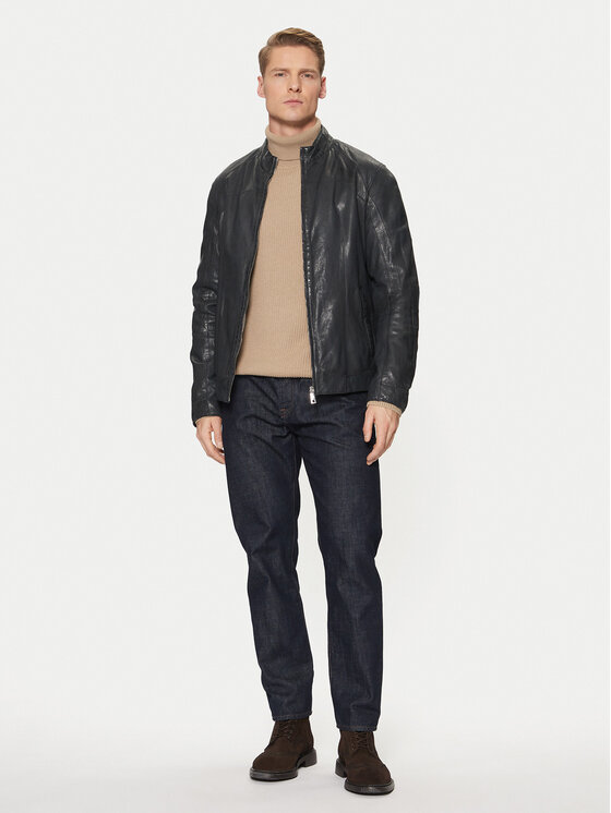 Milestone Milestone Шкіряна куртка Winston 511099 60600 Cиній Regular Fit