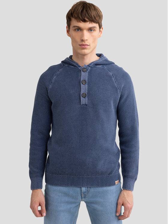 BIG STAR BIG STAR Sweter CARLSON Granatowy Basic Fit