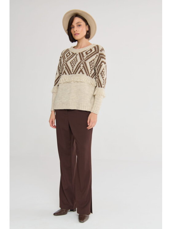 blue shadow blue shadow Sweter Karima BS Beżowy Standard Fit