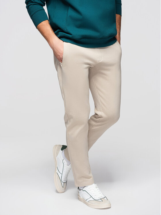 Ombre Ombre Spodnie dresowe OM-PABS-0304 Szary jasny Slim Fit