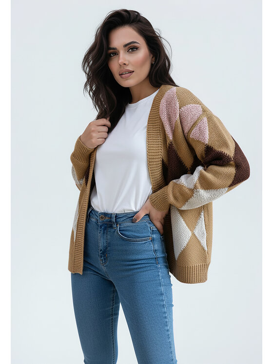 FIGL FIGL Kardigán M1251 Béžová Regular Fit