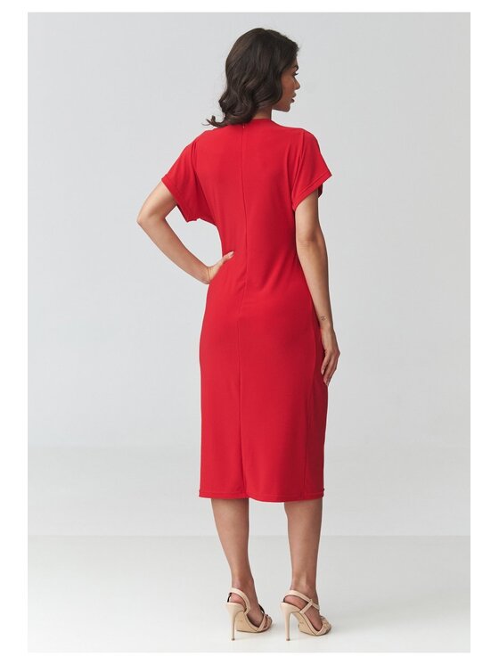 Makadamia Makadamia Sukienka codzienna M938 Czerwony Loose Fit