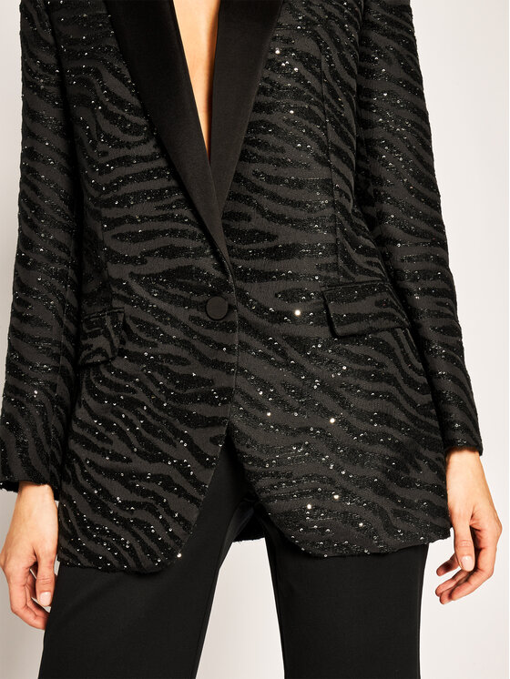 MICHAEL Michael Kors MICHAEL Michael Kors Сако Tiger Sequined Jacquard MH91EXLD4S Черен Regular Fit
