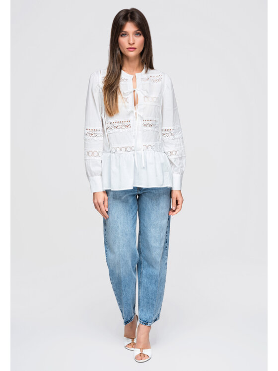 Ombre Ombre Koszula OW-SH-E0045 Biały Loose Fit