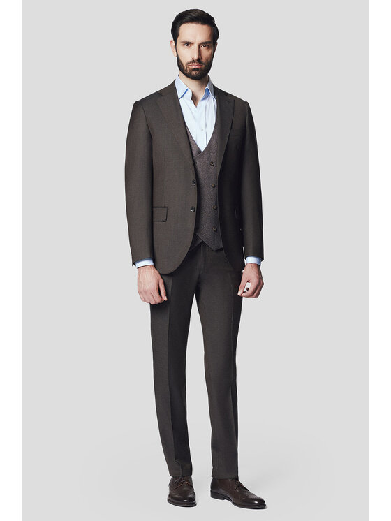 Lancerto Lancerto Garnitur Risano GA073125000024 Brązowy Slim Fit