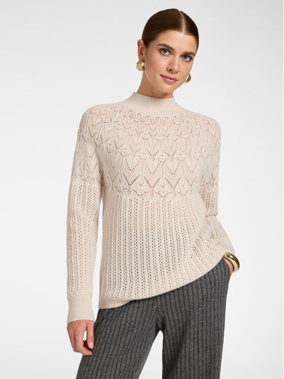 Elena Mirò Elena Mirò Golf M029Z000790N002 Kremowy Regular Fit