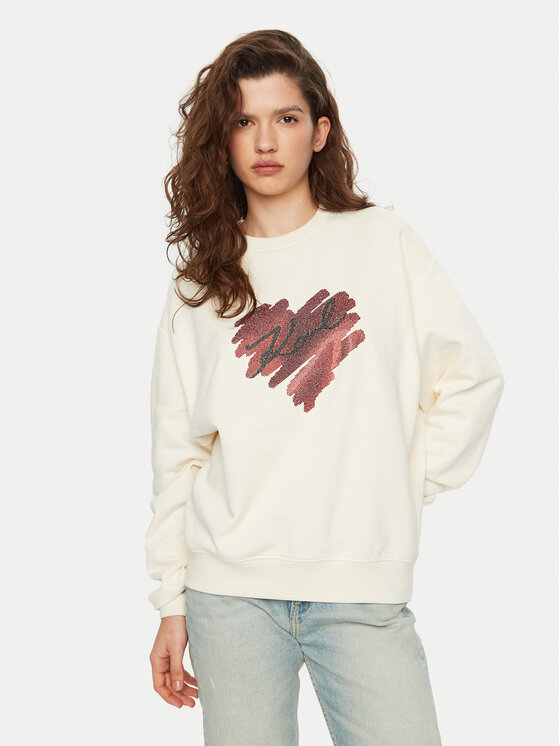 KARL LAGERFELD Mikina A1W20045 Écru Regular Fit