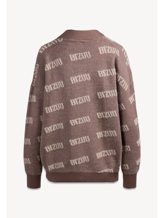 BIZUU BIZUU Kardigan MYLES OVERSIZED LOGO Beżowy Standard Fit