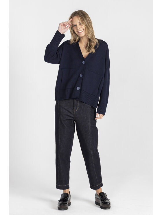 Deni Cler Milano Deni Cler Milano Kardigan T-DC-U453-E5-90-58-1 Granatowy Oversize