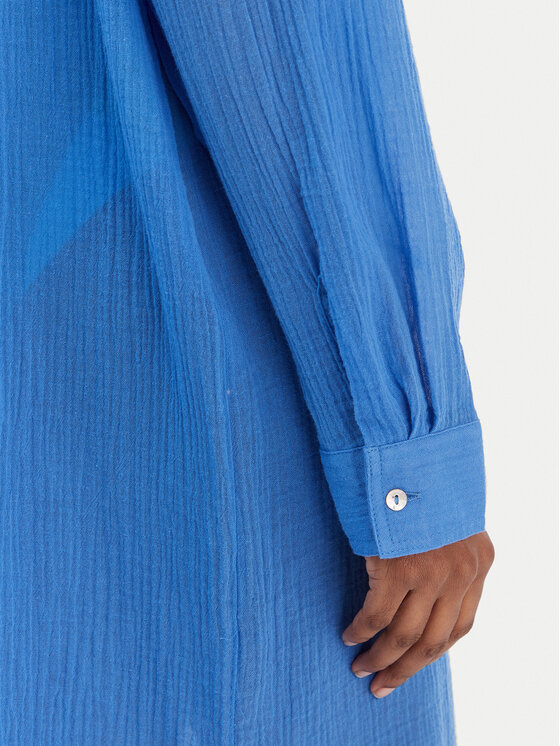 Seafolly Seafolly Camicia Crinkle 55536-CU Blu Relaxed Fit