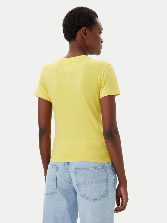 Tommy Jeans Tommy Jeans T-särk Essential DW0DW19447 Kollane Slim Fit