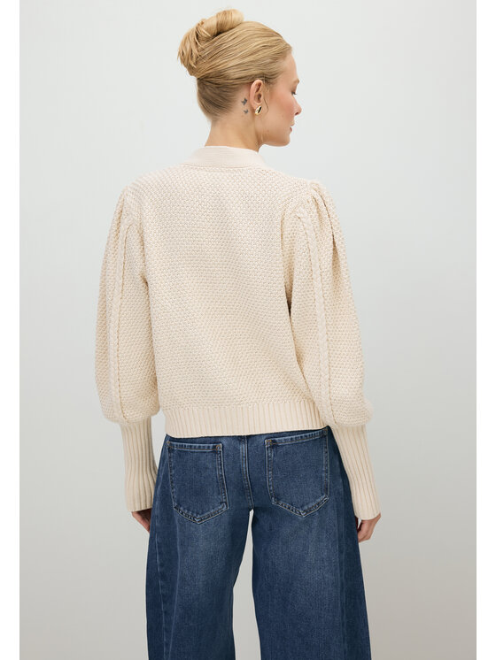 BIZUU BIZUU Kardigan LYANNA V-NECK COTTON Biały Standard Fit