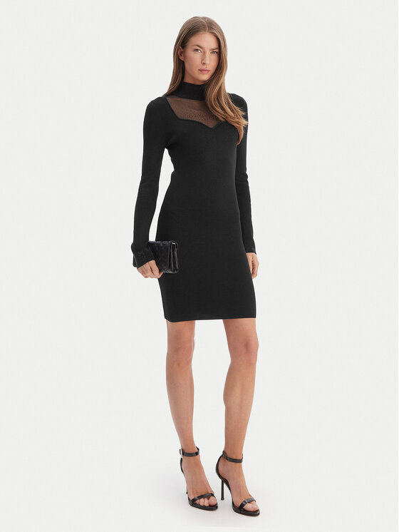 Guess Guess Sukienka dzianinowa W6RK61 Z4842 Czarny Regular Fit
