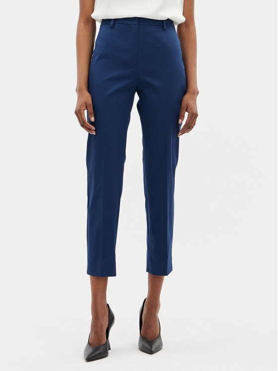 Weekend Max Mara Bavlnené nohavice Cecco 2415131032 Tmavomodrá Regular Fit