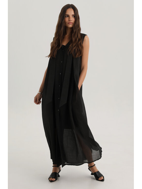 Deni Cler Milano Deni Cler Milano Sukienka letnia W-DC-3016-F2-C9-90-1 Czarny Loose Fit