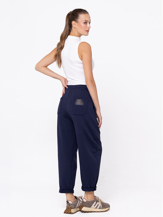 Miss LK Miss LK Spodnie materiałowe MISSLKSM Granatowy Loose Fit