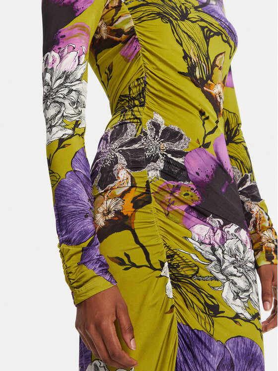 Desigual Desigual Φόρεμα καθημερινό Neckline Lacroix 25WWVK37 Πράσινο Slim Fit
