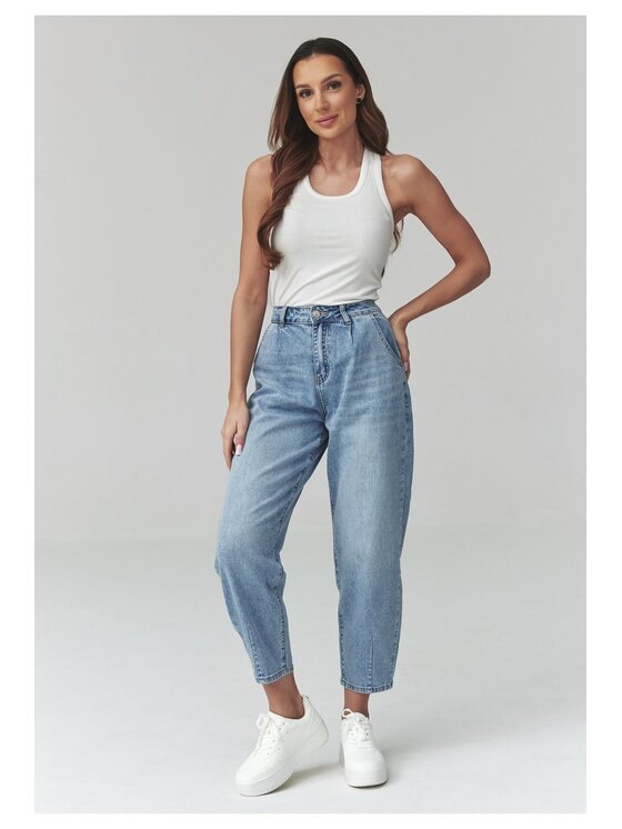 Makadamia Makadamia Jeansy C52 Niebieski Loose Fit