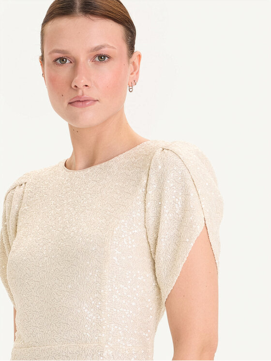 KMX KMX Sukienka koktajlowa 925900001 Beżowy Fitted Fit