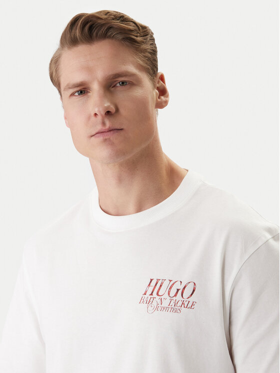 HUGO HUGO Tricou Nofishix 50554370 Alb Regular Fit