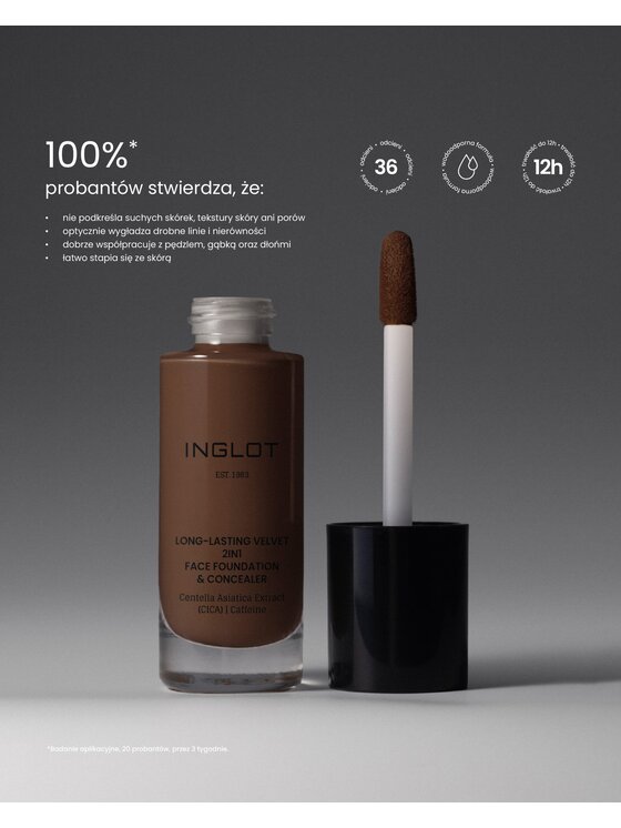 INGLOT INGLOT i korektor 2w1 Long-Lasting Velvet Podkład 736 Extra Deep Olive