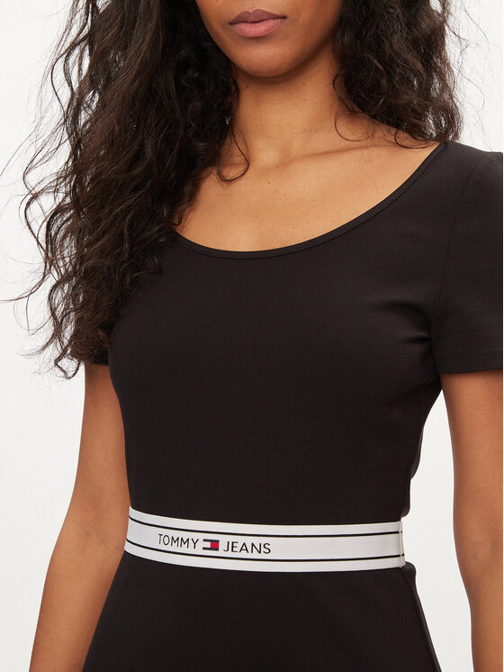 Tommy Jeans Tommy Jeans Ljetna haljina Logo Tape DW0DW17924 Crna Regular Fit