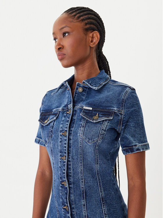 Guess Jeans Guess Jeans Rochie de blugi W5YK55 D5R11 Albastru Slim Fit