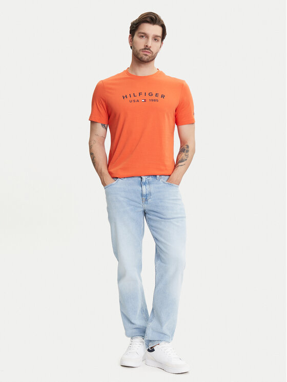 Tommy Hilfiger Tommy Hilfiger T-Shirt Fathers Day MW0MW39356 Pomarańczowy Regular Fit