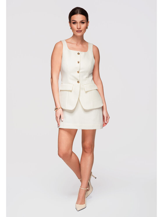 Ombre Ombre Sukienka wieczorowa LA-OM-DLR300 Kremowy Slim Fit