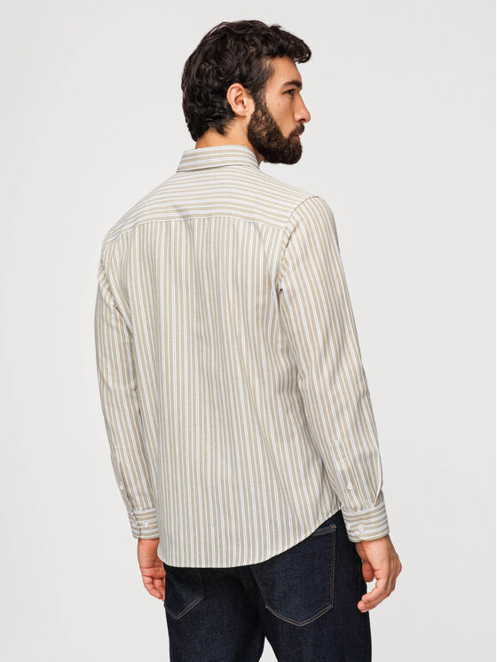 Ombre Ombre Koszula K703 Beżowy Regular Fit