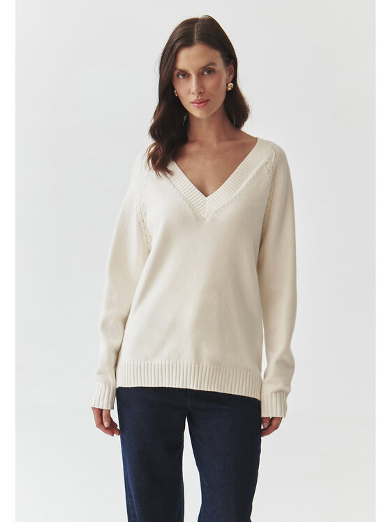 TATUUM TATUUM Sweter JAYLIN Kremowy Oversize