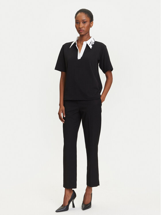 KARL LAGERFELD KARL LAGERFELD Тениска с яка и копчета A3W17113 Черен Regular Fit