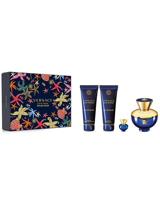 Zestaw zapachowy Versace, Versace Dylan Blue EDP 100ml + EDP 5ml + żel pod prysznic 100ml + balsam do ciała 100ml