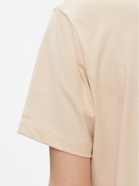 Calvin Klein Calvin Klein T-Shirt Smooth Cotton Crew Neck Tee Ss K20K205410 Béžová Regular Fit
