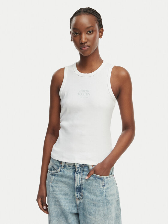 Calvin Klein Jeans Top LV047F239G Alb Slim Fit