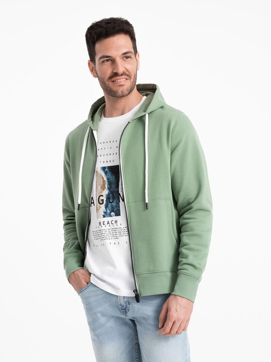 Ombre Ombre Bluza OM-SSBZ-0178 Zielony Classic Fit