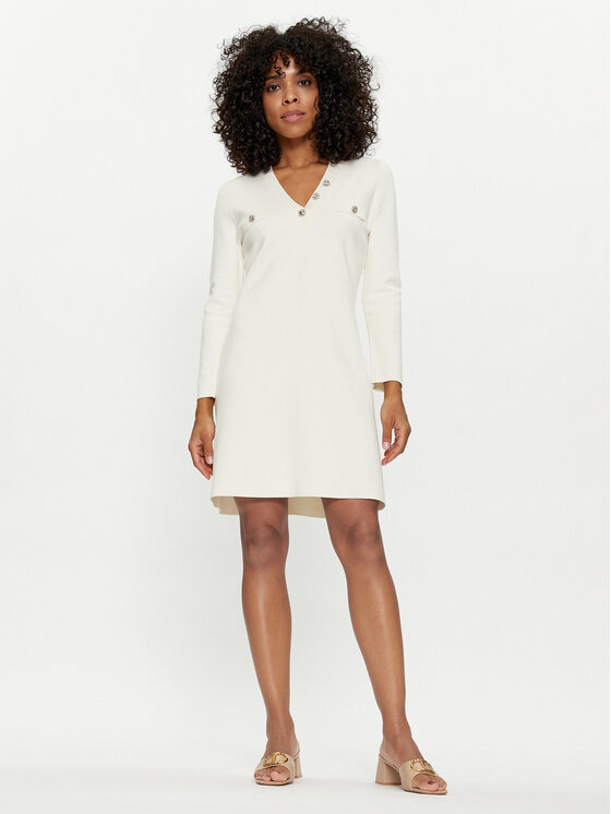 TWINSET TWINSET Sukienka dzianinowa 241TP3094 Écru Regular Fit