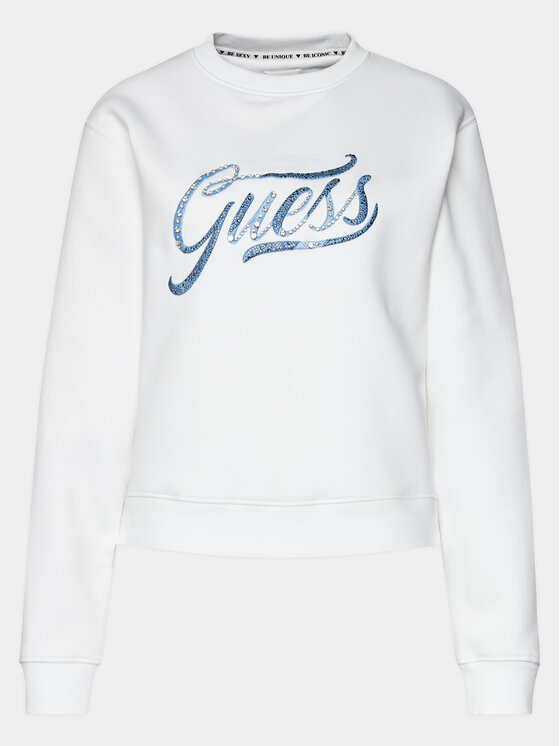 Guess Guess Mikina Cn Stones Logo W4RQ14 KB681 Bílá Relaxed Fit