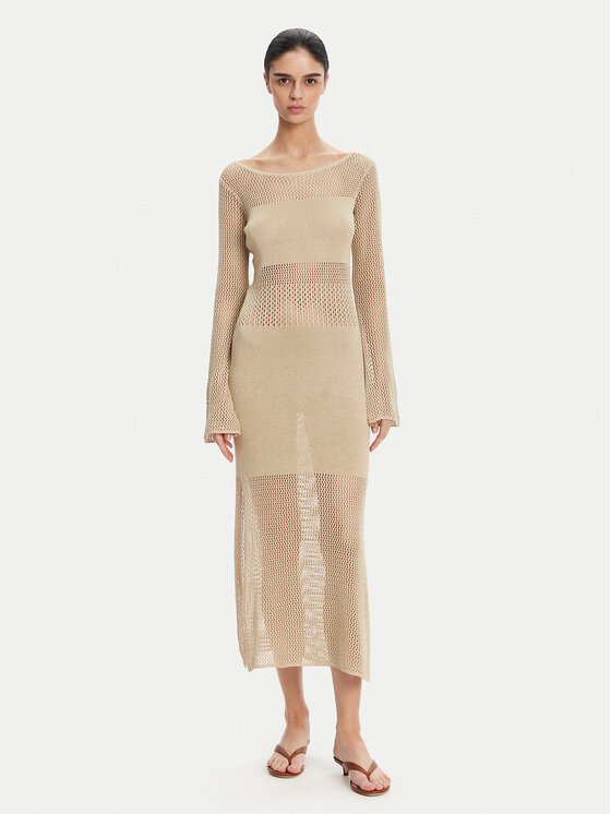 Fracomina Fracomina Strickkleid FS25SD5004K514O7 Beige Slim Fit