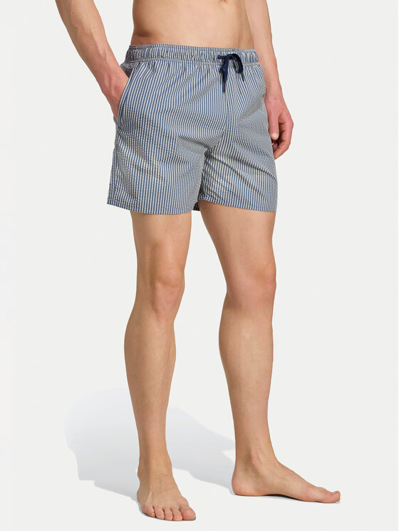 adidas adidas Pantaloncini da bagno Seersucker Stripy JX2674 Blu scuro Regular Fit