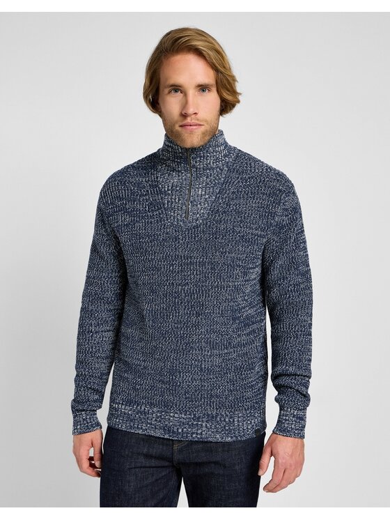 Lee Lee Sweter HALF ZIP KNIT Szary Regular Fit