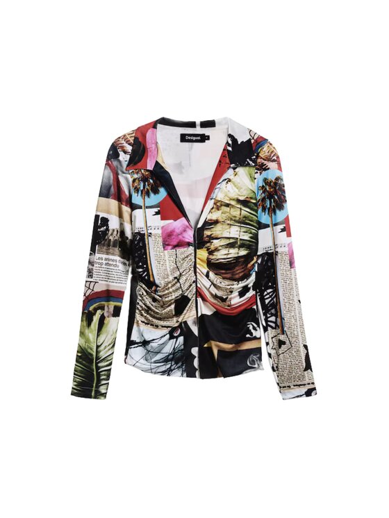 Body Donna Desigual Blus_sendy - Collo A Barca, Senza Spalline, Manica Corta, Tessuto Viscosa Fresco