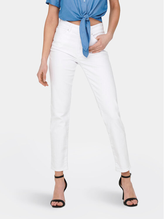 ONLY ONLY Jeansy Emily 15292435 Bílá Straight Fit